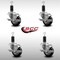 Service Caster 3'' SS Black Poly Swivel 1-1/4'' Expanding Stem Caster Set with Brake, 4PK SCC-SSEX20S314-PPUB-BLK-TLB-114-4 - alternate 4